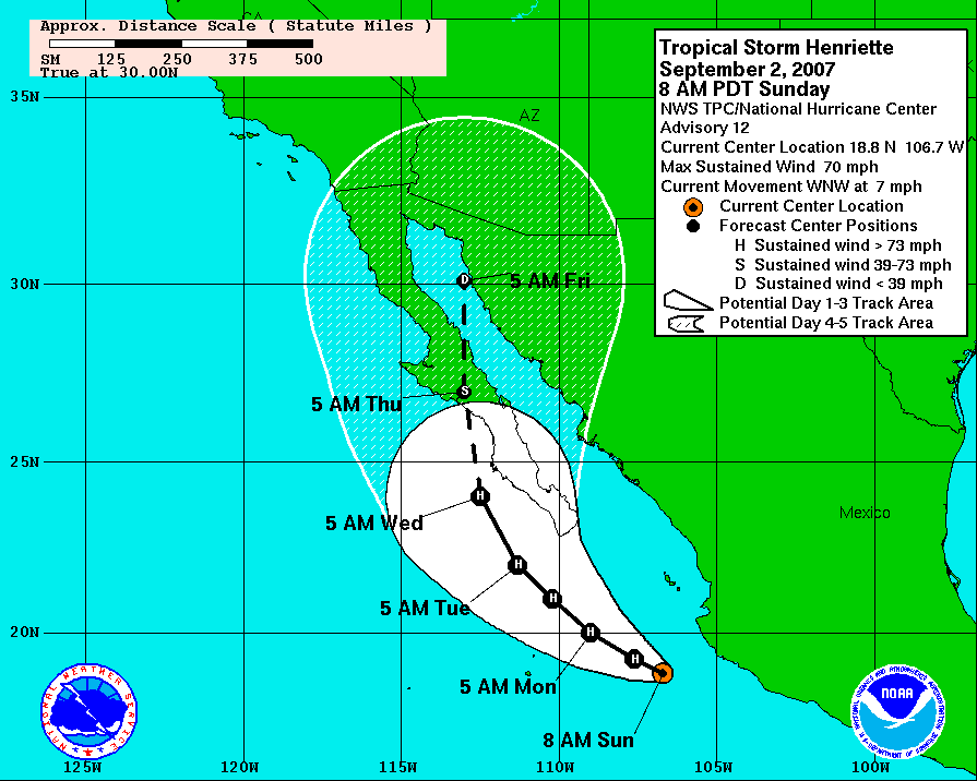 Tropical Storm Henriette Graphic