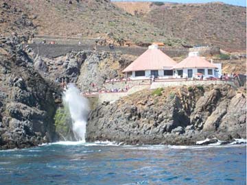 Famous surf geyser at La Bufadora, Ensenada, Mexico.