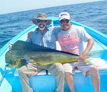 Fly fishing for dorado at Loreto, Mexico.