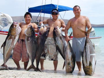 Spear fishing at La Paz, Mexico. 1